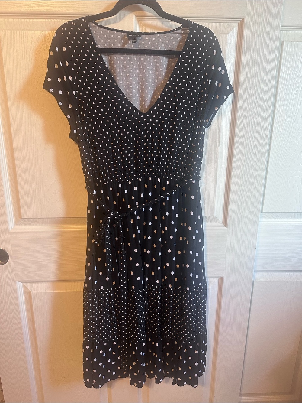 torrid Black and White Polka Dot Wrap-Style Midi Dress